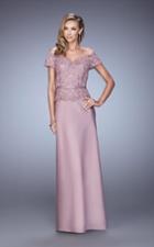 La Femme - 21726 Laced Off Shoulder Column Dress