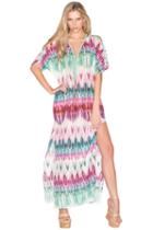 Caffe Swimwear - Cold Shoulder Long Dress In Tribal