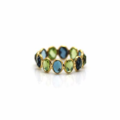 Tresor Collection - Peridot & London Blue Topaz Ring Band In 18k Yellow Gold