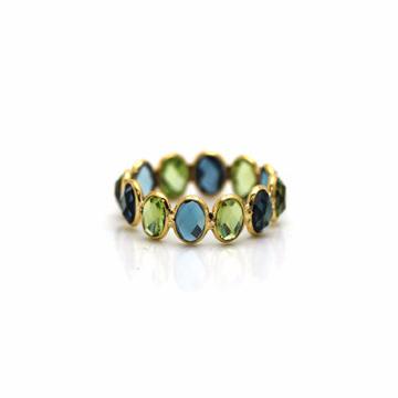 Tresor Collection - Peridot & London Blue Topaz Ring Band In 18k Yellow Gold