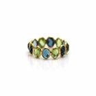 Tresor Collection - Peridot & London Blue Topaz Ring Band In 18k Yellow Gold