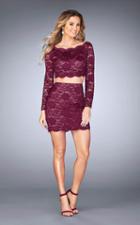 La Femme - 25301 Mod Lacy Two-piece Mini Dress