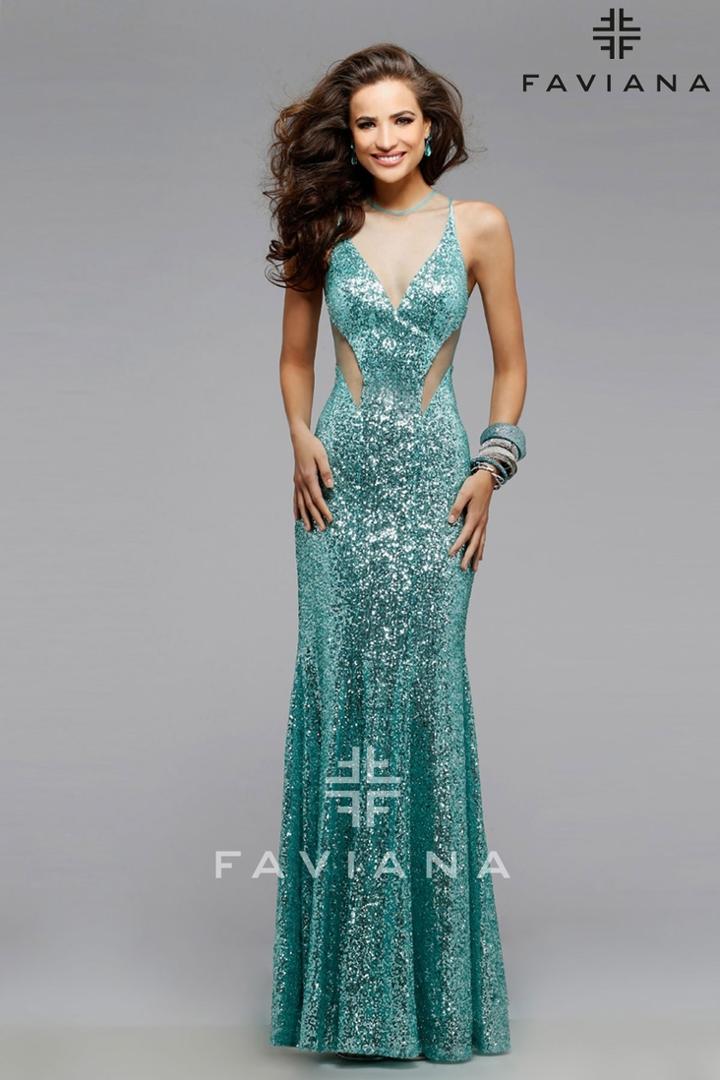 Faviana - 7331 Mermaid Prom Dress With Sequins And Sheer Cut-outs