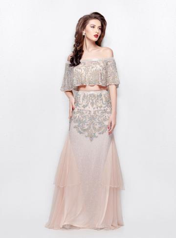 Primavera - 3034 Two Piece Embellished Dress
