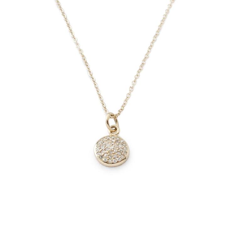 Margaret Elizabeth - Round Diamond Pavã£ Disc Charm Necklace