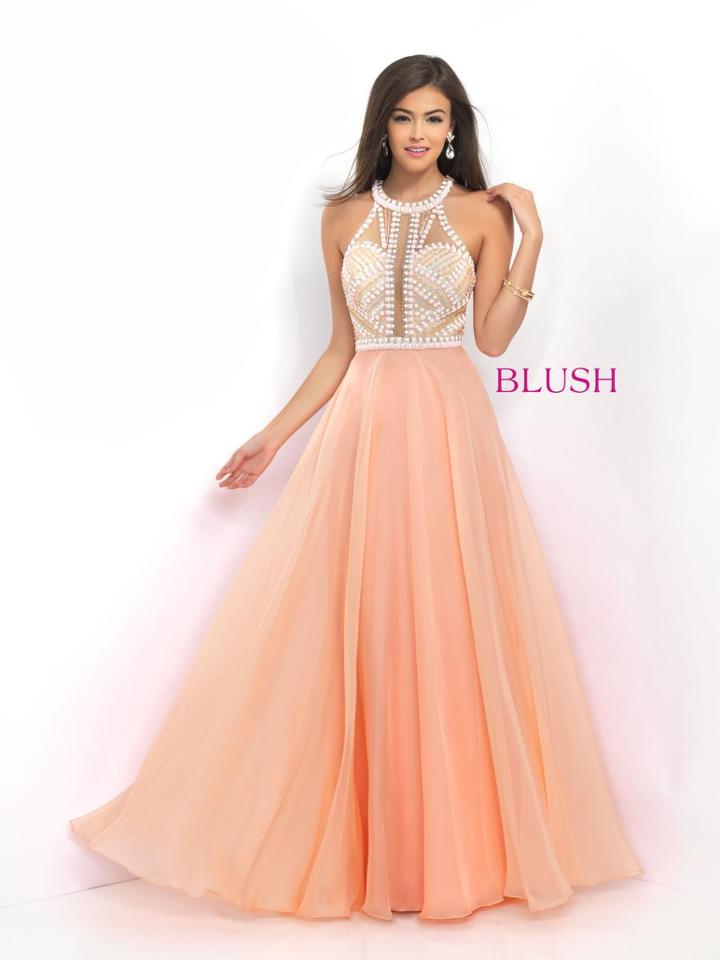 Blush - High Illusion Cutout A-line Gown 11007