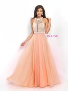 Blush - High Illusion Cutout A-line Gown 11007