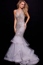 Jovani - 59872 Crystal Embellished Lattice Mermaid Gown