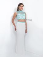 Intrigue - Shimmering High Neckline Two-piece Dress 170