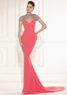 Tarik Ediz - Bejeweled High Neck Dress 92458