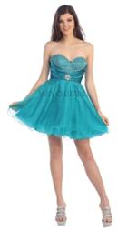 May Queen - Fanciful Bejeweled And Ruched Sweetheart Short A-line Dress Mq697