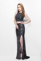 Primavera Couture - Two Piece Long Gown With Slit 1801