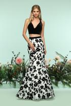 Zoey Grey - 31201 V-neck Two-piece Floral Print Mermaid Gown