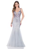 Terani Couture - Lovely Beaded V-neck Mermaid Tulle Gown 1611gl0483