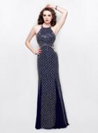 Primavera Couture - 3035 Halter Embellished Strappy Back Evening Gown