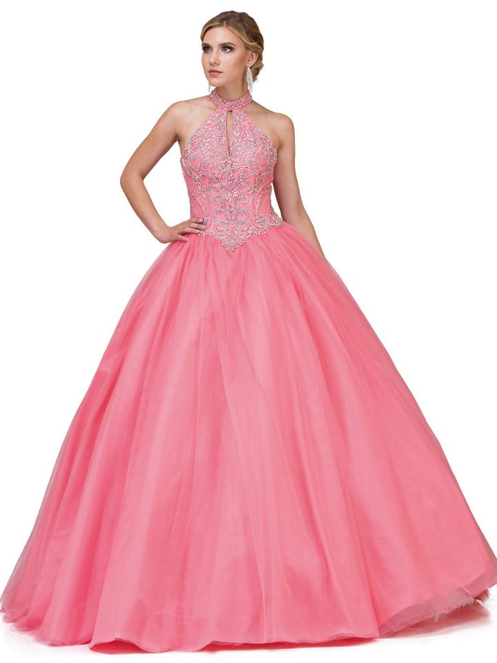 Dancing Queen - Embellished High Halter Ballgown