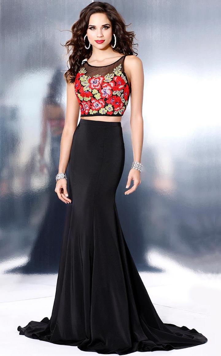 Shail K - Long Two Piece Embroidered Dress 5025