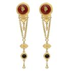 Ben-amun - Royal Charm Ruby Cameo Dark Stone Gold Drop Clip-on Earrings