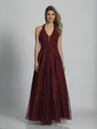Dave & Johnny - A6129 Halter Style Evening Gown With Diamond Detail