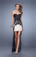 La Femme - 21455 Strapless Structured Lace High Low Dress