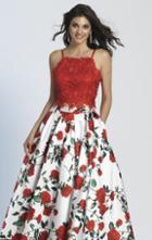 Dave & Johnny - A5265 Embroidered Floral Pleated Gown