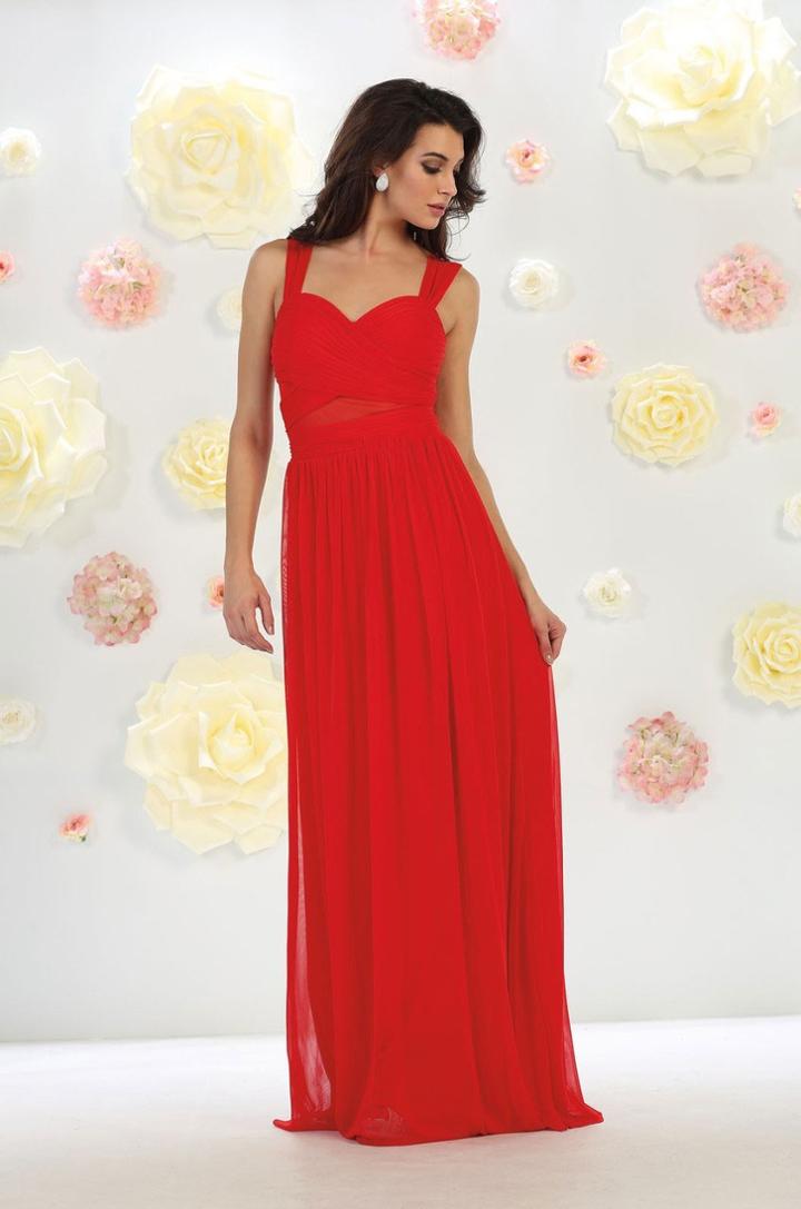 May Queen - Posh Pleated Sweetheart Chiffon A-line Long Dress Mq1471