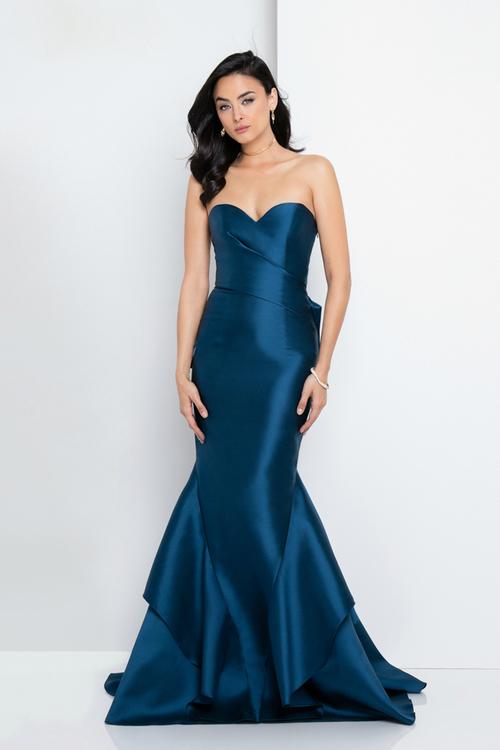 Terani Evening - 1721e4187 Strapless Pleated Layered Trumpet Gown