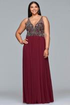 Faviana - 9424 Beaded Plunging V Neck Evening Gown