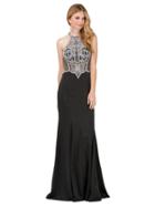 Dancing Queen - Halter Neck Bejeweled Sheath Gown