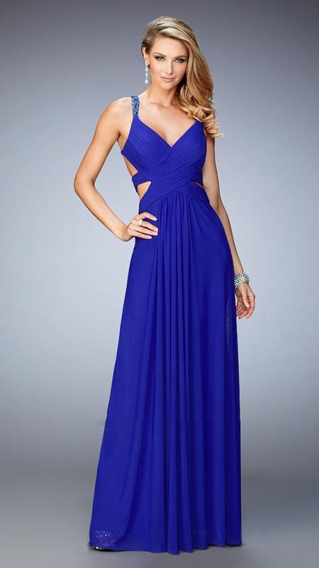 La Femme - 22089 V-neck Long Prom Dress
