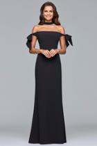 Faviana - S10075 Off Shoulder Dress With Bow Tie Details