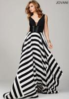 Jovani - Sleeveless Evening Gown In Asymmetrical Stripe Skirt 33959