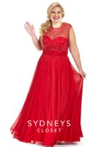 Sydney's Closet - Sc7170 Plus Size Dress In Red