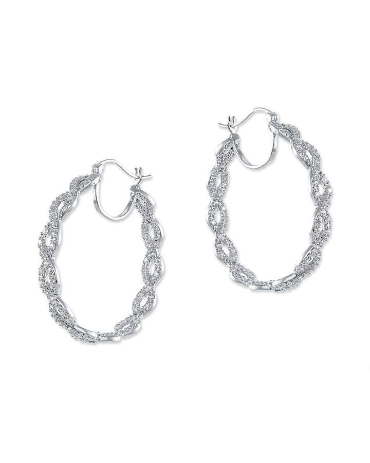 Cz By Kenneth Jay Lane - Pavãœâ£ã¥â© Braided Pierced Hoop Earring