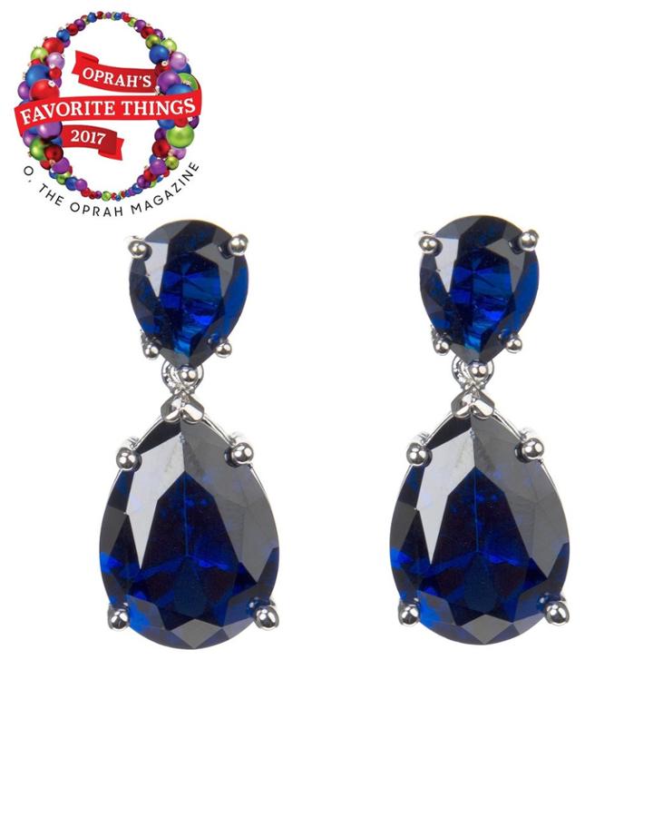 Cz By Kenneth Jay Lane - Blue Sapphire Double Drop Earrings