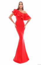 Tarik Ediz - 50318 Tiered Ruffle Asymmetrical Mermaid Gown