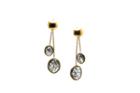 Tresor Collection - Black Rutile Smooth Oval Earring In 18k Yellow Gold