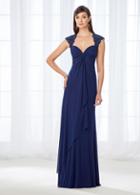 Cameron Blake - 118673 Queen Anne Twist Front Draped Evening Gown
