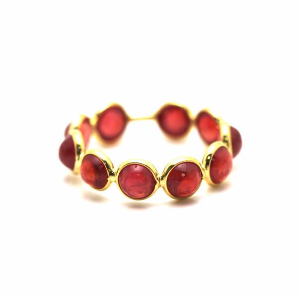 Tresor Collection - Orange Sapphire Round Stackable Ring Bands In 18k Yellow Gold