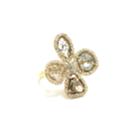 Tresor Collection - Organic Diamond Flower Ring With White Diamond Pave Frame Set In 18k Yellow Gold 529571204