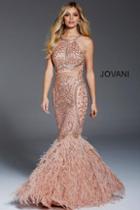 Jovani - 59873 Embellished Fringed Halter Gown