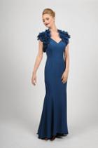Daymor Couture - Embellished V-neck Trumpet Dress 413