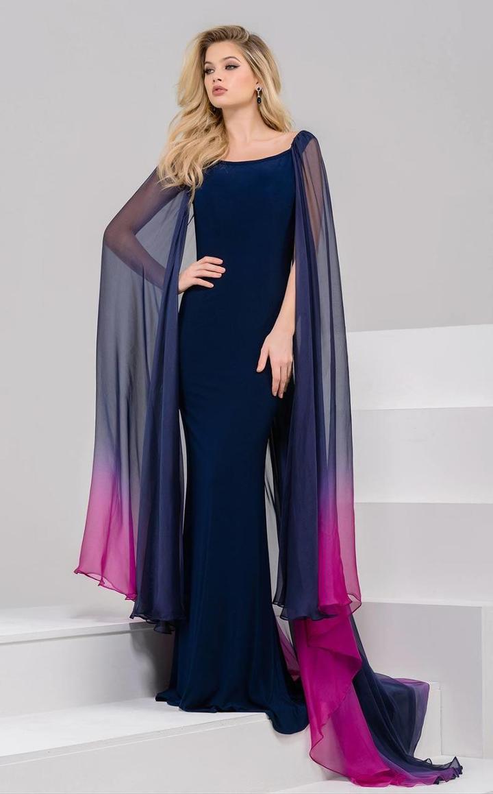 Jovani - 50712 Ombre-toned Sheer Evening Gown