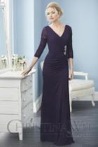 Christina Wu Elegance - 20232 Sheer Quarter Length Pleated Jersey Gown