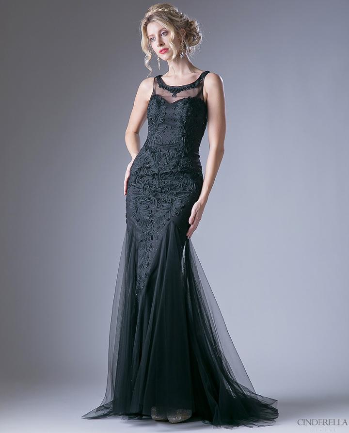 Cinderella Divine - Embellished Bateau Trumpet Dress