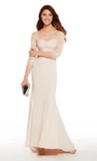 Alyce Paris - 27257 Quarter Sleeve Floral Illusion Bodice Gown