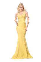 Marsoni By Colors - M136 Crepe V-neck Mermaid Dress