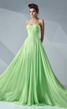 Mnm Couture - Strapless Ruched Floral Long Gown G0626