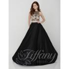 Tiffany Designs - Extravagant Scoop Neck A-line Satin Dress 16188