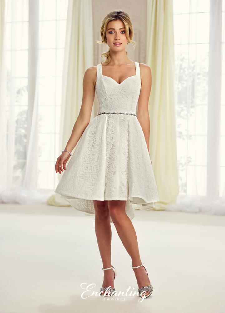 Enchanting By Mon Cheri - 217117 Beaded Lace High Low Wedding Dress